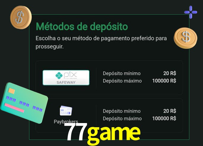 O cassino 77game oferece uma grande variedade de métodos de pagamento